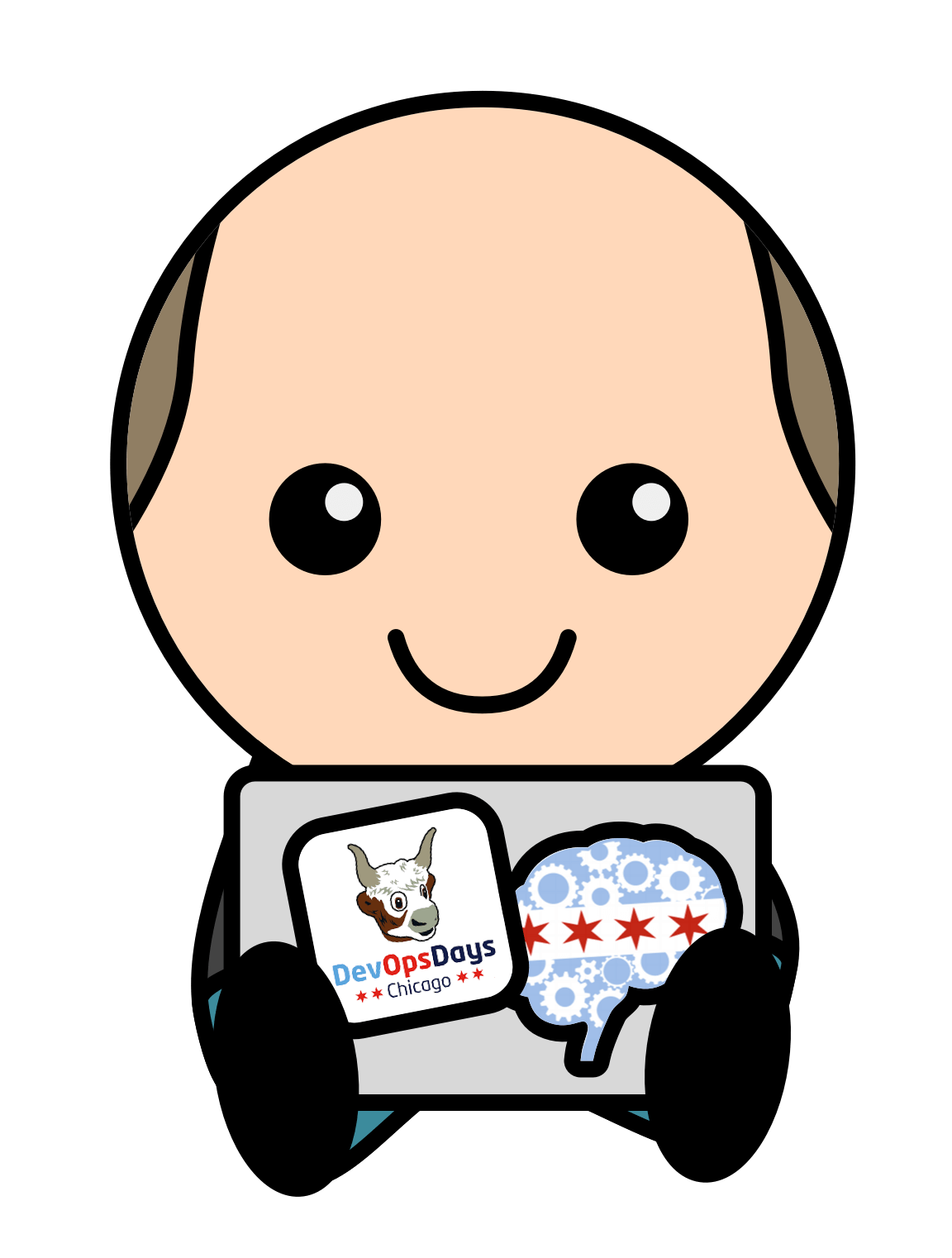 A cartoon version of my headshot made for my speaking slot at DevOps Days Chicago