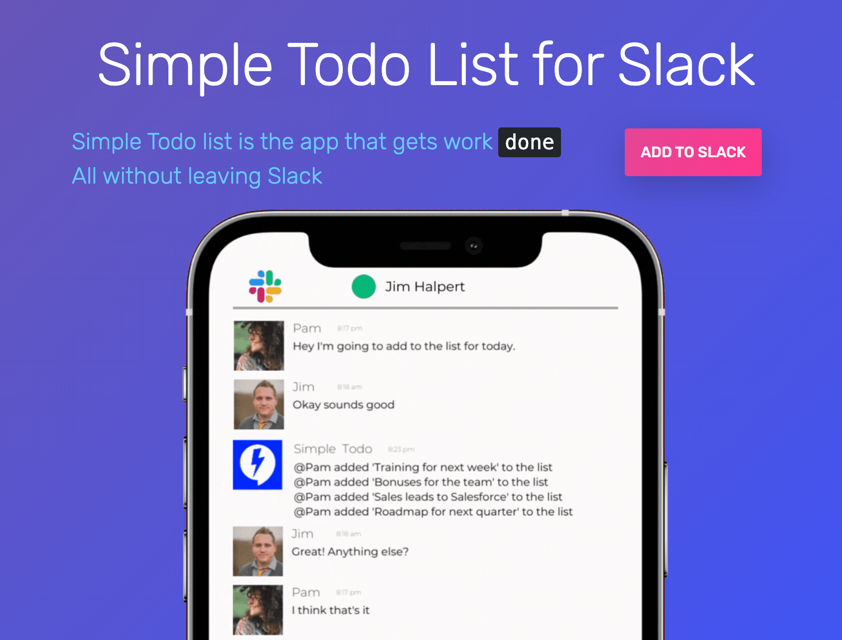 Simple Todo List for Slack